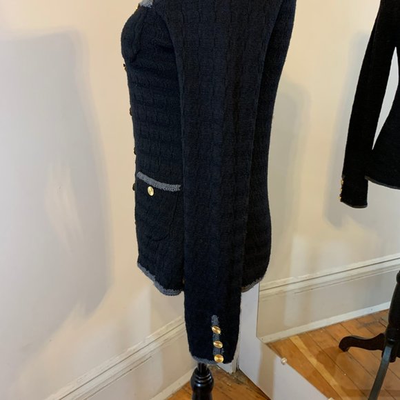 Trina Turk Black Wool Textured Knit Cardigan - Picture 4 of 8